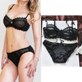 Ultrathin underwear lace transparent sexy bra set women plus size Half Cup bra and panty sets C cup brassiere white lingerie set