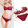 Ultrathin underwear lace transparent sexy bra set women plus size Half Cup bra and panty sets C cup brassiere white lingerie set