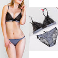 Wire free lace underwear set Ultra-thin transparent lace bra sets underwear women lingerie