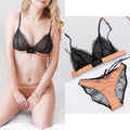 Wire free lace underwear set Ultra-thin transparent lace bra sets underwear women lingerie