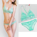 Wire free lace underwear set Ultra-thin transparent lace bra sets underwear women lingerie