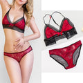 Wire free lace underwear set Ultra-thin transparent lace bra sets underwear women lingerie