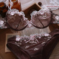 Plus size lingerie Ultrathin transparent bra panties lace bra set