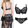 Ultrathin underwear lace transparent sexy bra set women plus size Half Cup bra and panty sets C cup brassiere white lingerie set