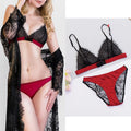 Wire free lace underwear set Ultra-thin transparent  lace bra sets underwear women lingerie