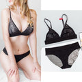Wire free lace underwear set Ultra-thin transparent  lace bra sets underwear women lingerie