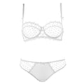 Ultrathin underwear lace transparent sexy bra set women plus size Half Cup bra and panty sets C cup brassiere white lingerie set